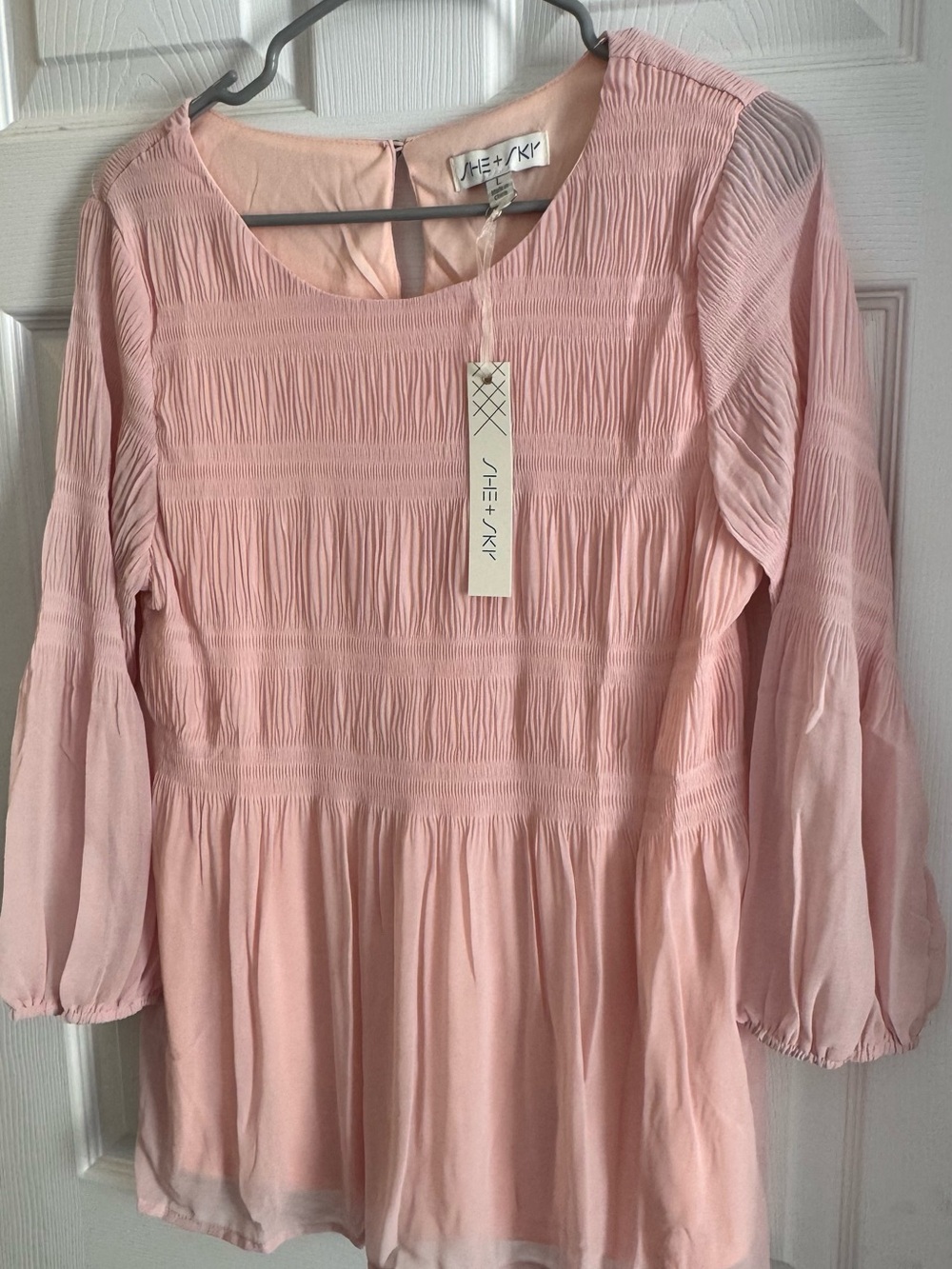 She + Sky Light Pink Smocked Tunic With Lining